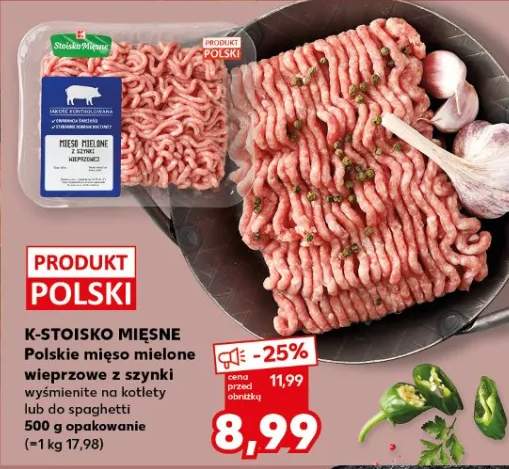 Polskie mięso mielone wieprzowe z szynki wyśmienite na kotlety lub do spaghetti