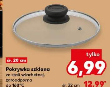 Pokrywka szklana ze stali szlachetnej, żaroodporna do 160°C śr. 20 cm