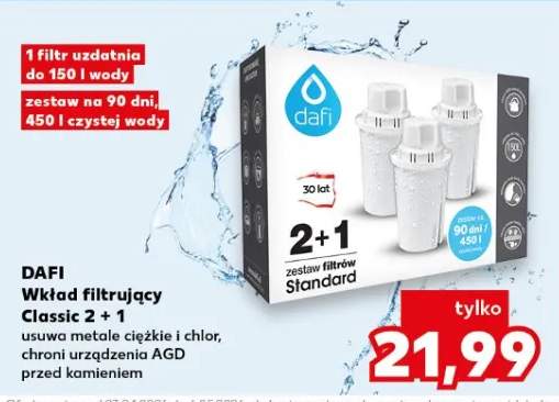 Wkład filtrujący Classic 2 + 1 usuwa metale ciężkie i chlor, chroni urządzenie AGD przed kamieniem