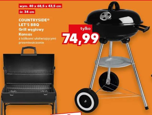 Grill węglowy Kansas z kółkami ułatwiającymi przemieszczanie