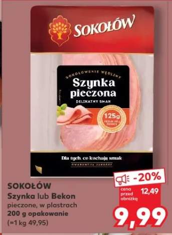 Szynka lub bekon pieczona, w plastrach