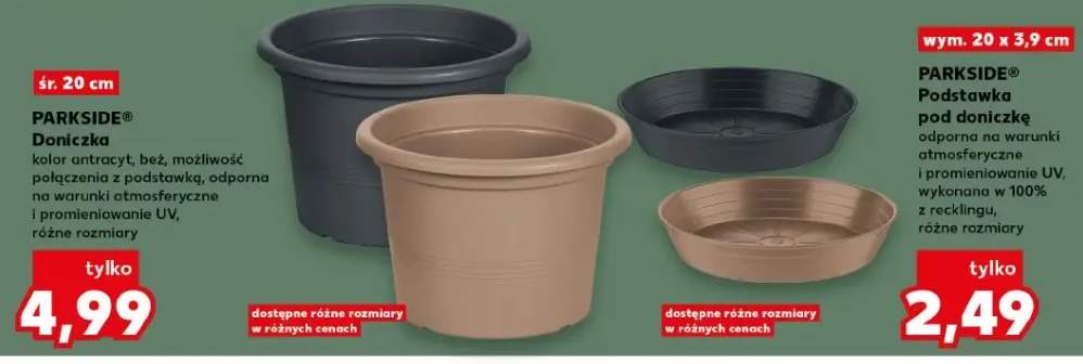 Doniczka Parkside kolor antracyt, beż