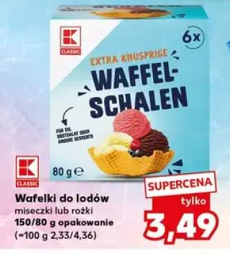 Wafelki do lodów miseczki lub rożki K Classic Extra Knusprige Waffelschalen