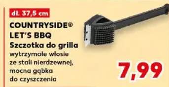 Szczotka do grilla Countryside Let's BBQ wytrzymałe włosie ze stali nierdzewnej mocna gąbka do czyszczenia dł. 37,5cm