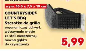 Szczotka do grilla Countryside Let's BBQ ergonomiczny uchwyt wytrzymałe włosie ze stali nierdzewnej mocna gąbka do czyszczenia wym. 16,5x7,5x10cm
