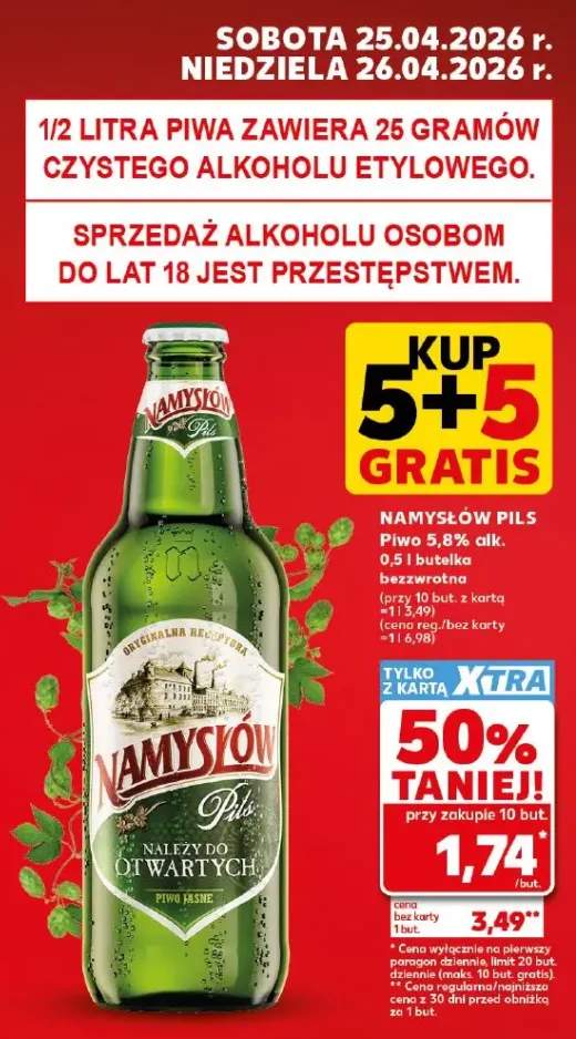 Piwo Namysłów Pils jasne 5,8% butelka bezzwrotna