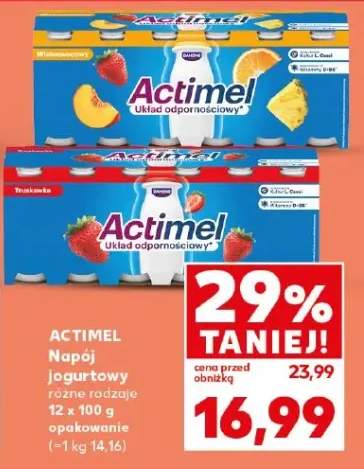 Napój jogurtowy truskawkowy Actimel Danone