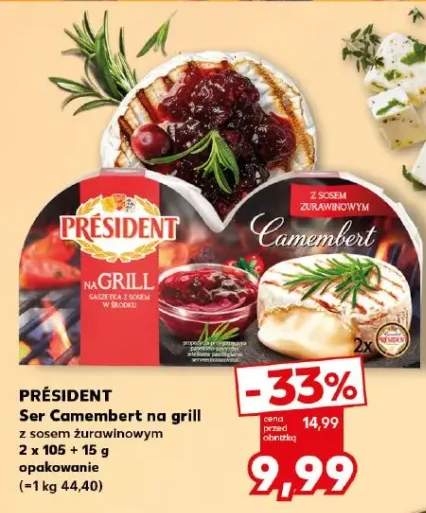 Ser Camembert na grill Président z sosem żurawinowym