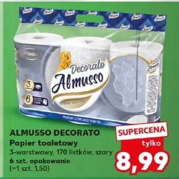 Papier toaletowy Almusso Decorato 3-warstwowy 170 listków szary