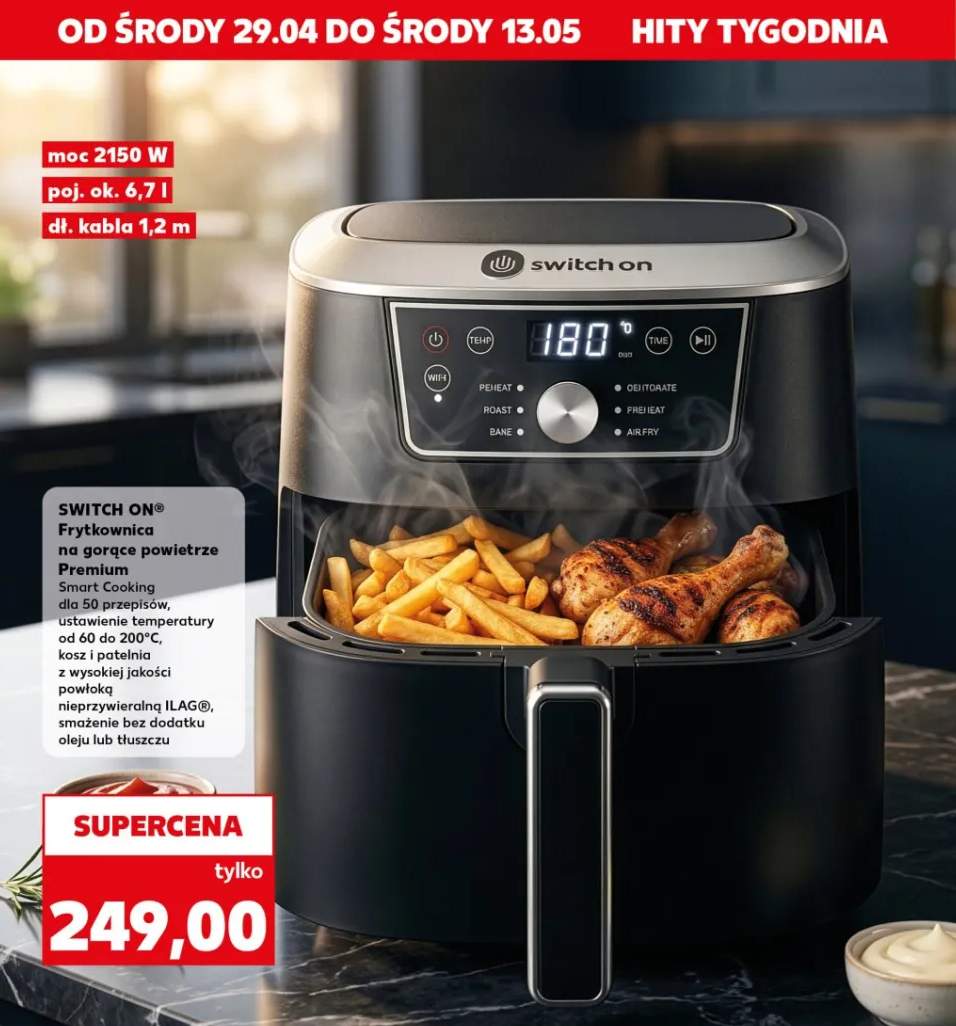 Frytkownica na gorące powietrze Switch On Premium Smart Cooking 2150W