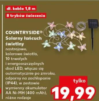 Solarny łańcuch świetlny Countryside nastrojowy kolorowe światło 10 diod LED