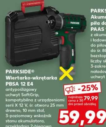 Wiertarko-wkrętarka akumulatorowa Parkside PBSA 12 E4