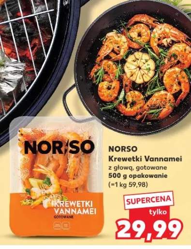 Krewetki Vannamei z głową gotowane Norso