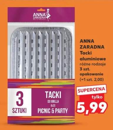 Tacki aluminiowe Anna Zaradna Picnic & Party do grilla duże