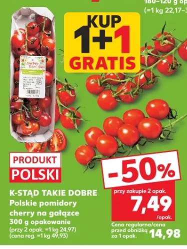 Pomidory cherry na gałązce polskie K-Stąd takie Dobre