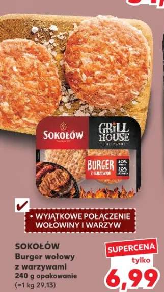 Burger wołowy z warzywami Sokołów Grill House