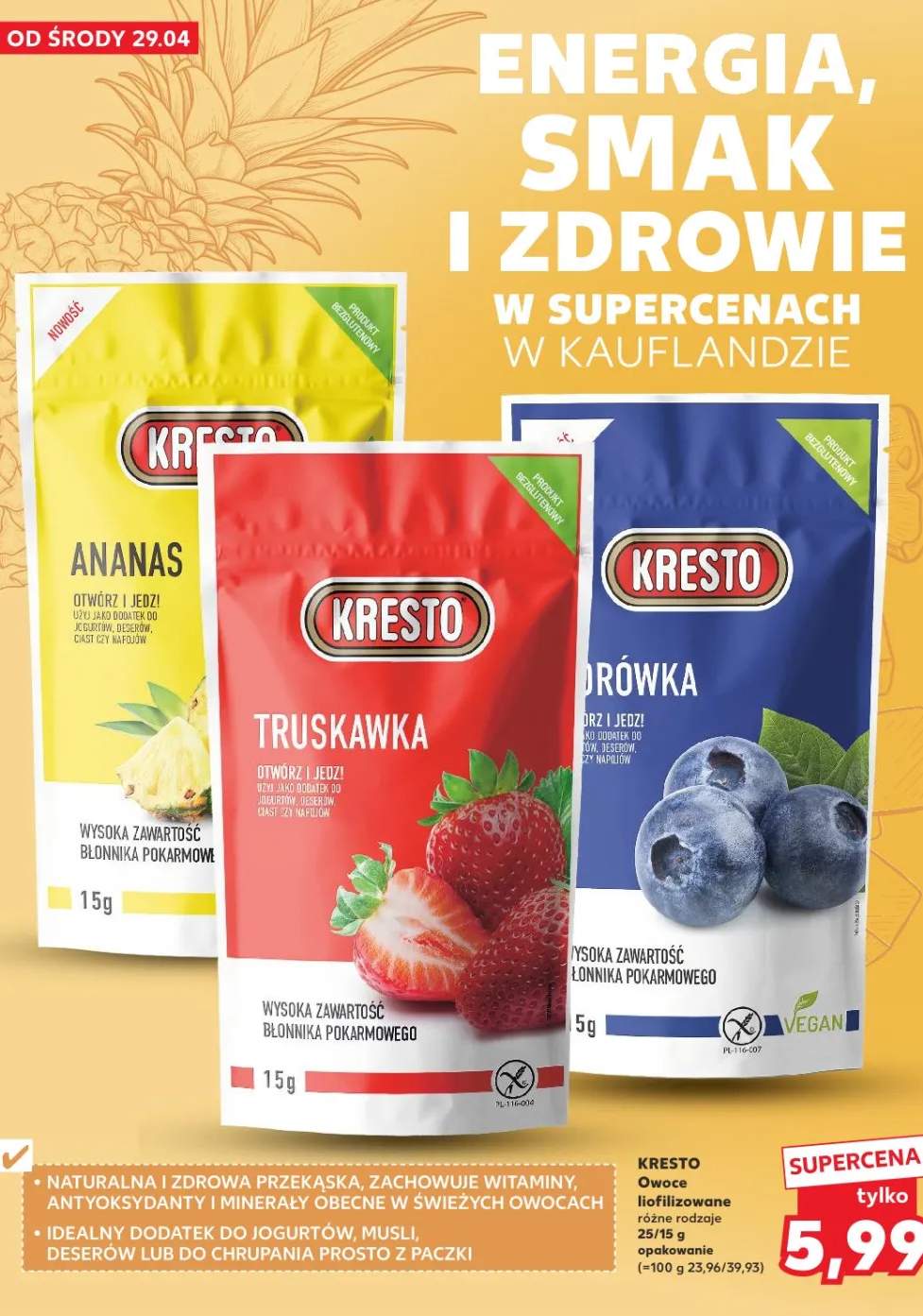 Owoce liofilizowane ananas Kresto