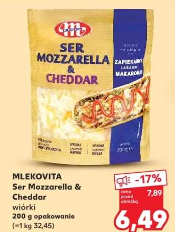 Ser Mozzarella & Cheddar wiórki Mlekovita