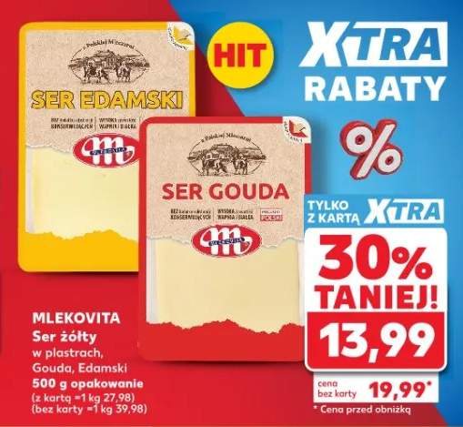 Ser żółty w plastrach Gouda Edamski Mlekovita