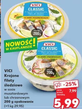 Krojone filety śledziowe w sosie chrzanowym Vici Classic