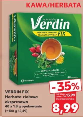 Herbata ziołowa ekspresowa Verdin Fix