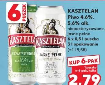 Piwo Kasztelan niepasteryzowane jasne pełne 5,6%