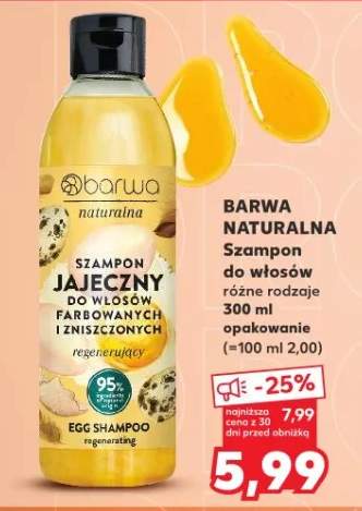 Szampon Barwa Naturalna jajeczny do włosów farbowanych i zniszczonych