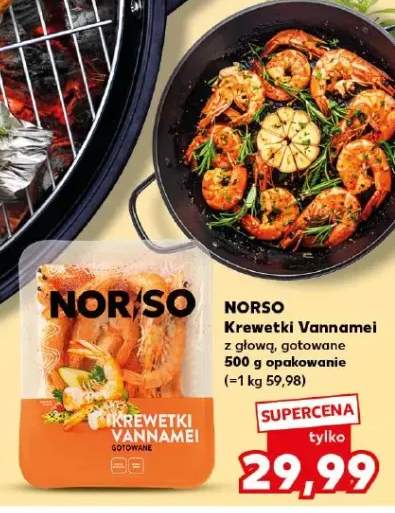 Krewetki Vannamei z głową gotowane Norso