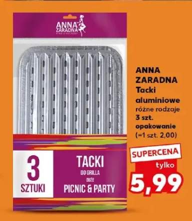 Tacki aluminiowe Anna Zaradna Picnic & Party duże 3szt.