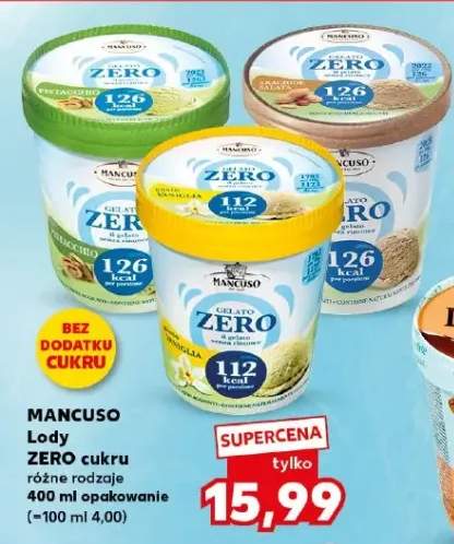 Lody ZERO cukru Mancuso 400ml