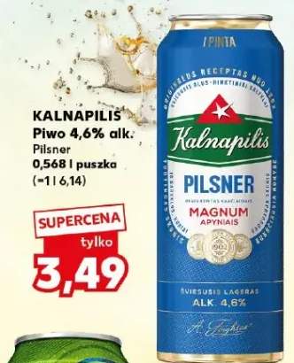 Piwo Kalnapilis Pilsner Magnum Apyniais 4,6% alk.
