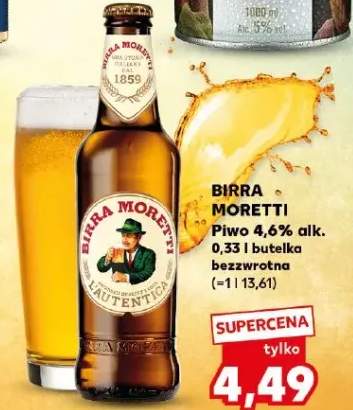 Piwo Birra Moretti L'Autentica 4,6% butelka bezzwrotna
