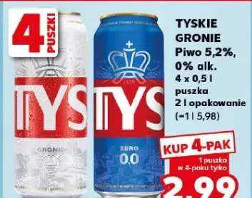 Piwo Tyskie Zero 0% alk.