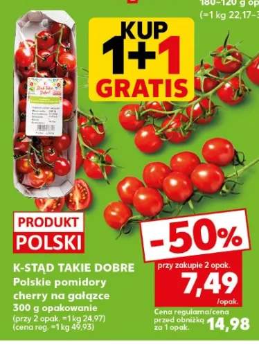 Pomidory cherry na gałązce polskie K-Stąd Takie Dobre