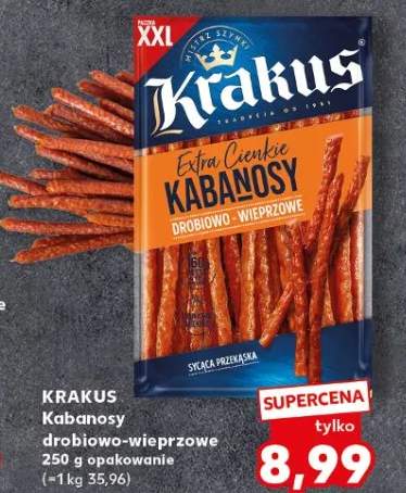 Kabanosy Extra Cienkie drobiowo-wieprzowe Krakus XXL