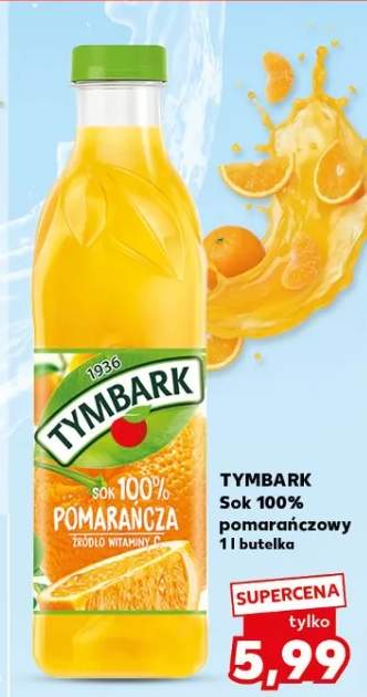 Sok 100% pomarańczowy Tymbark butelka