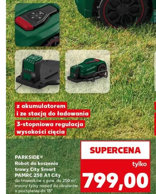 Robot do koszenia trawy Parkside City Smart PAMRC 250 A1 City z akumulatorem i stacją do ładowania