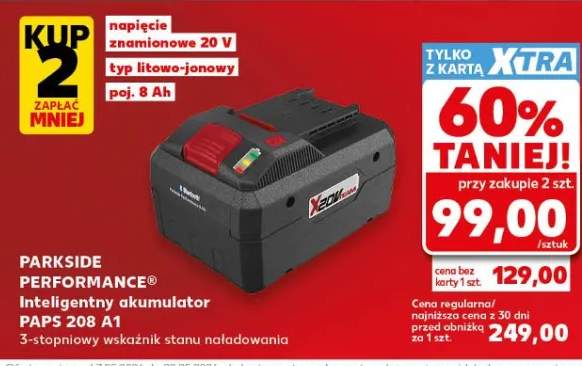 Inteligentny akumulator Parkside Performance PAPS 208 A1 20V 8Ah