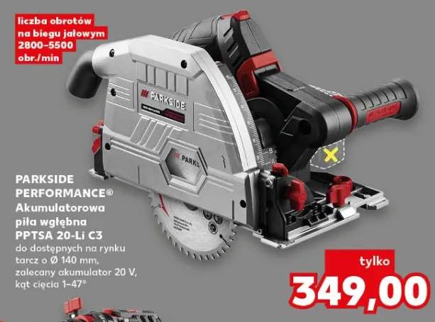 Akumulatorowa piła wgłębna Parkside Performance PPTSA 20-Li C3