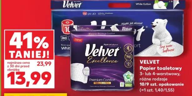 Papier toaletowy Velvet Excellence 3- lub 4-warstwowy