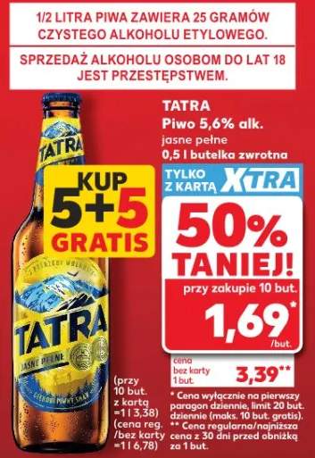 Piwo Tatra jasne pełne 5,6% alk.