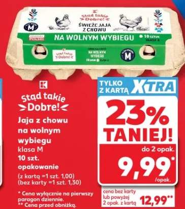 Jaja z chowu na wolnym wybiegu klasa M Stąd takie Dobre 10szt.