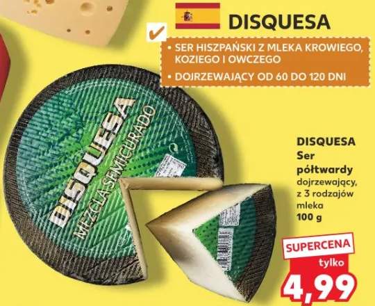 Ser półtwardy dojrzewający z 3 rodzajów mleka Disquesa hiszpański