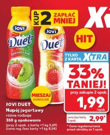 Napój jogurtowy Jovi Duet truskawka kiwi