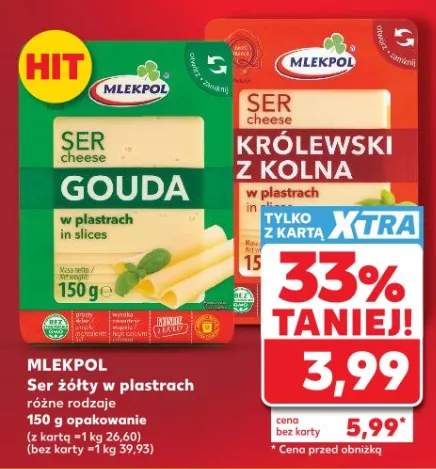Ser Królewski z Kolna w plastrach Mlekpol