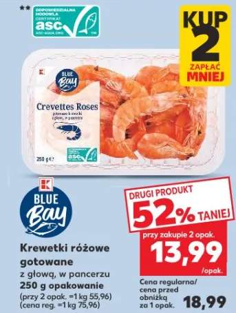 Krewetki różowe gotowane z głową w pancerzu K Blue Bay
