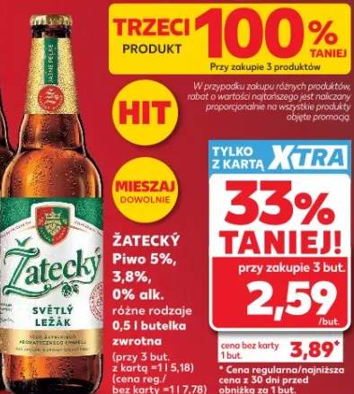 Piwo Žatecký Světlý Ležák 5% alk.