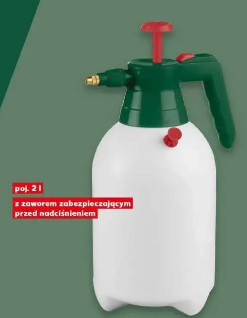Opryskiwacz ciśnieniowy Parkside® z wyłącznikiem bezpieczeństwa w uchwycie dysza mosiężna o regulowanym promieniu spryskiwania 2l