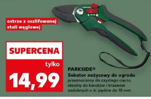 Sekator nożycowy do ogrodu Parkside ostrze z oszlifowanej stali węglowej
