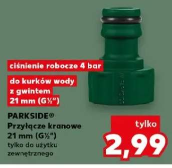 Przyłącze kranowe 21mm (G½") Parkside do kurków wody z gwintem 21mm ciśnienie robocze 4 bar